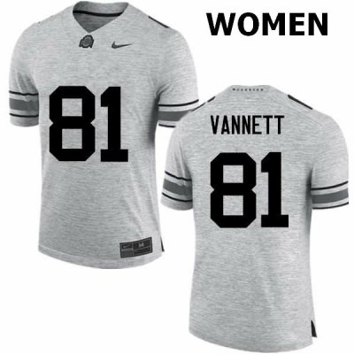 NCAA Ohio State Buckeyes Women's #81 Nick Vannett Gray Nike Football College Jersey CBE7045YL